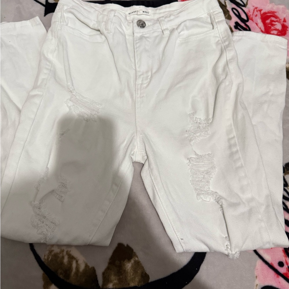 Almost Famous White Distressed Skinny Jeans